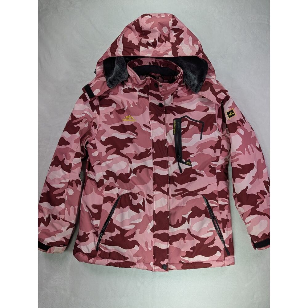 Outdoor Sport Pink Camo Ski Jacket Sz M Thermal Waterproof Hooded123.42